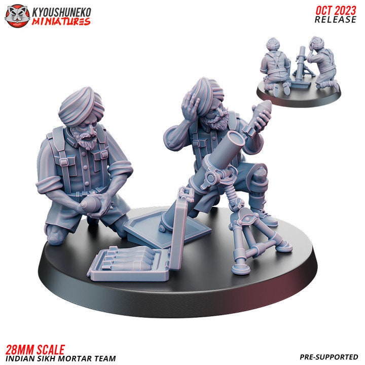 Mortar Team Indian Sikh Infantry ww2 - Kyoushuneko Miniatures