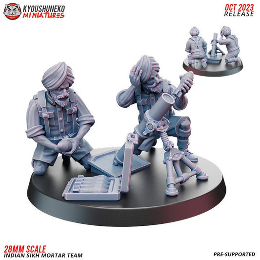 Mortar Team Indian Sikh Infantry ww2 - Kyoushuneko Miniatures