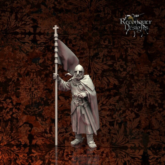 Dismounted Military Order Standerd Bearer 12th Century 28mm - Reconquer Designs