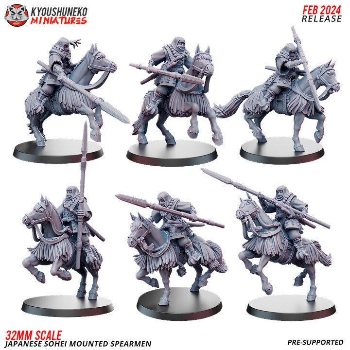 Japanese Mounted Sohei Spearmen - Kyoushuneko Miniatures