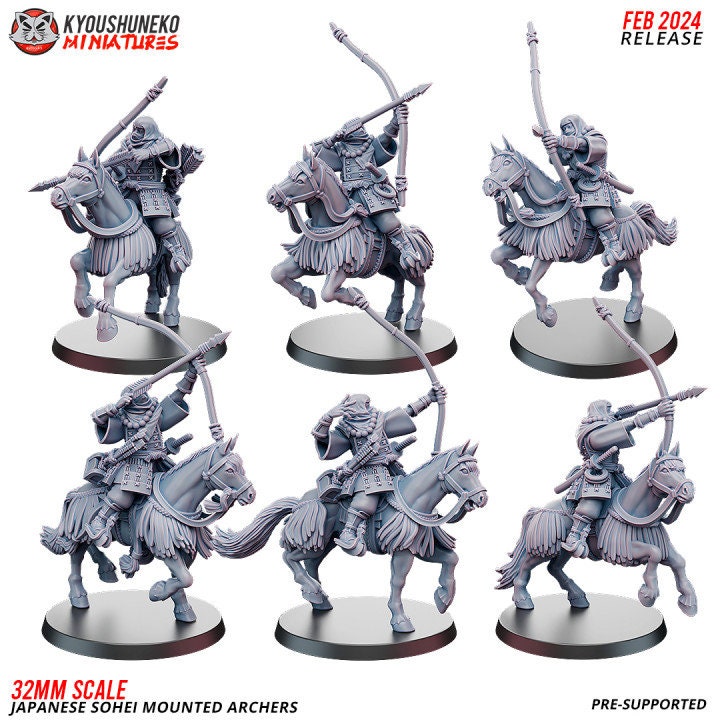 Japanese Mounted Sohei Archers - Kyoushuneko Miniatures