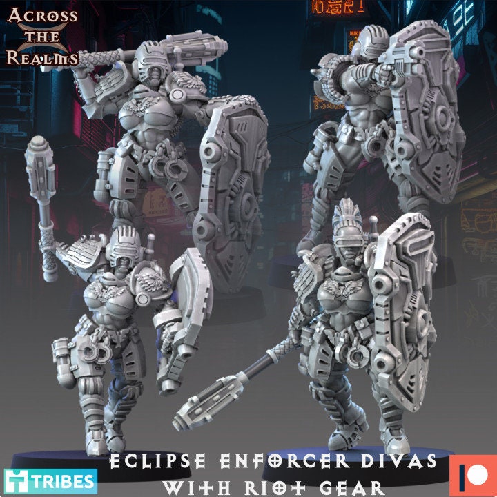 Eclipse Enforcer Divas with Riot Gear - Across the Realms 32mm