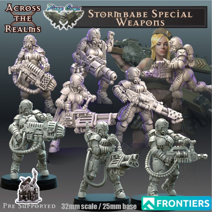 Stormbabes special weapons Pinup corps - Across the Realms 32mm