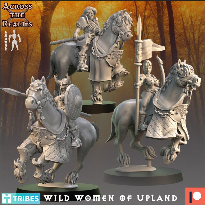 Wild Women of Upland with horses - Across the Realms 32mm