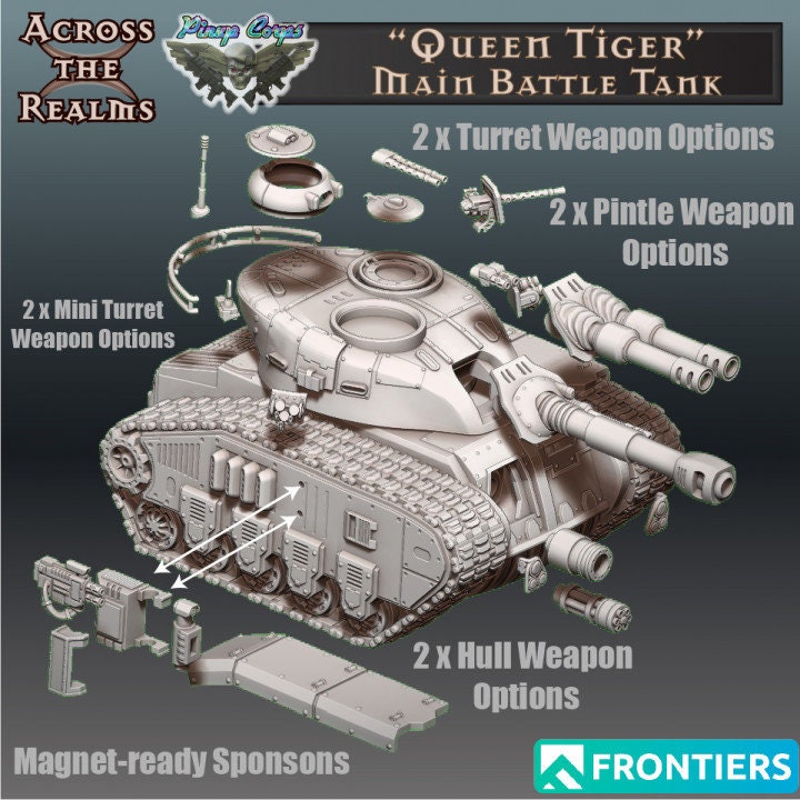 Queen Tiger Main Battle Tank - Across the Realms 32mm