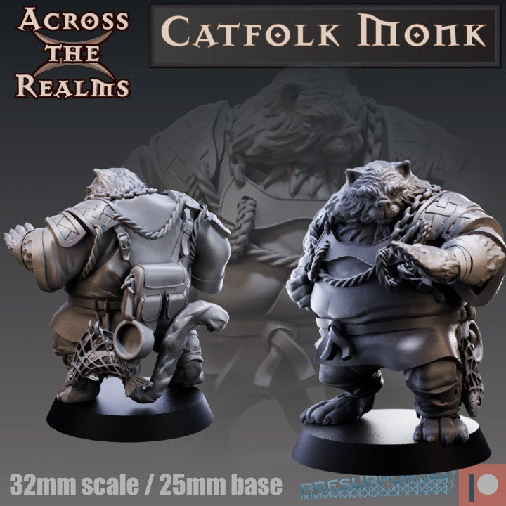 Catfolk Monk - Across the Realms 32mm