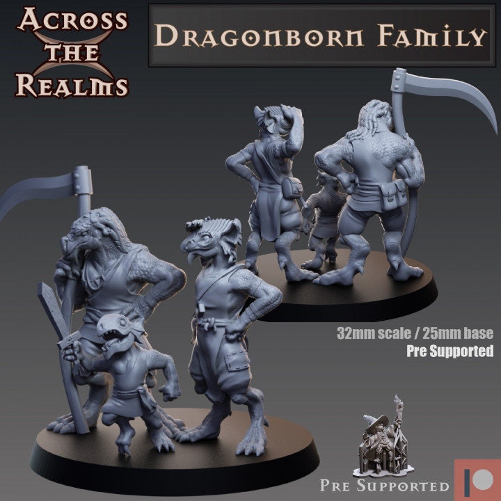 Dragonborn Family - Across the Realms 32mm