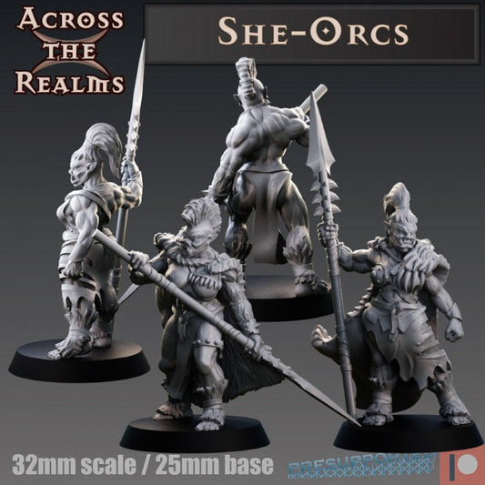 She-Orcs - Across the Realms 32mm