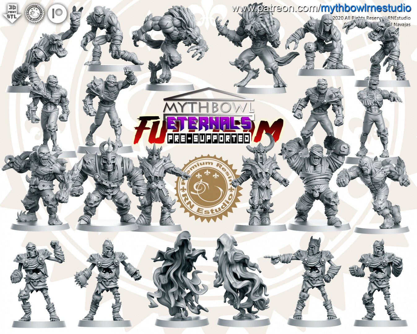 Eternals Team 20 Fantasy Football miniatures - Rnestudio 32mm