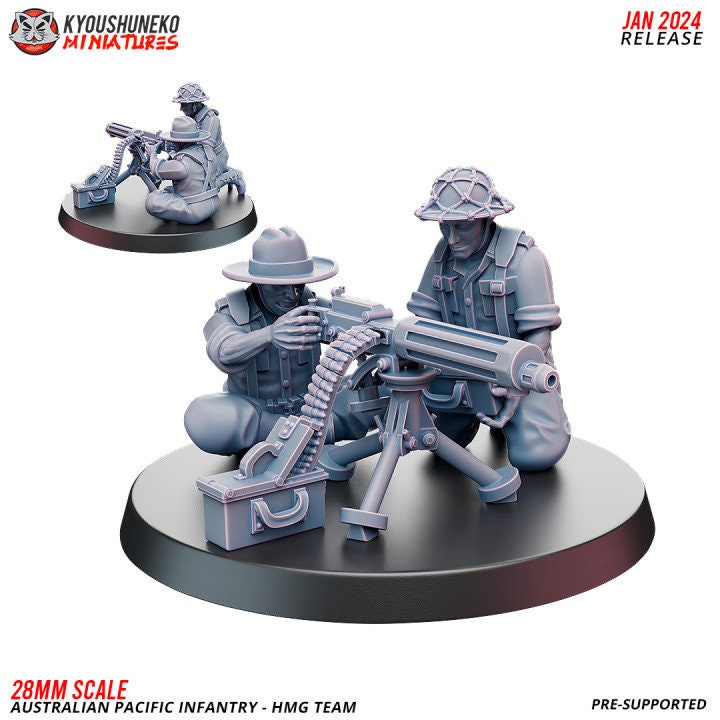 HMG Team - Australian Pacific Infantry ww2 - Kyoushuneko Miniatures