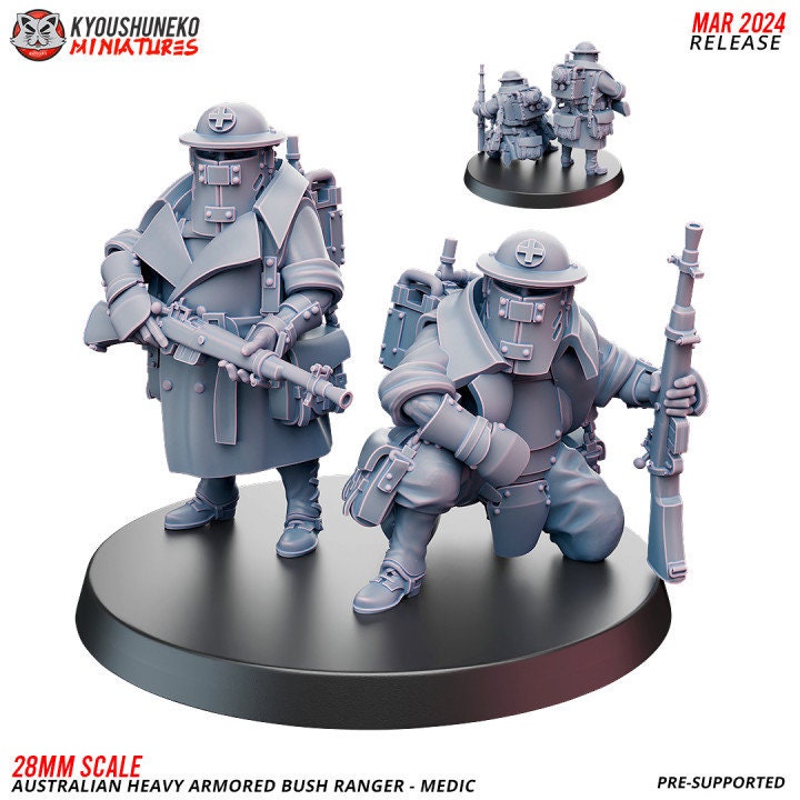 Medic Team - Australian Heavy Armored Bush Ranger ww2 - Kyoushuneko Miniatures