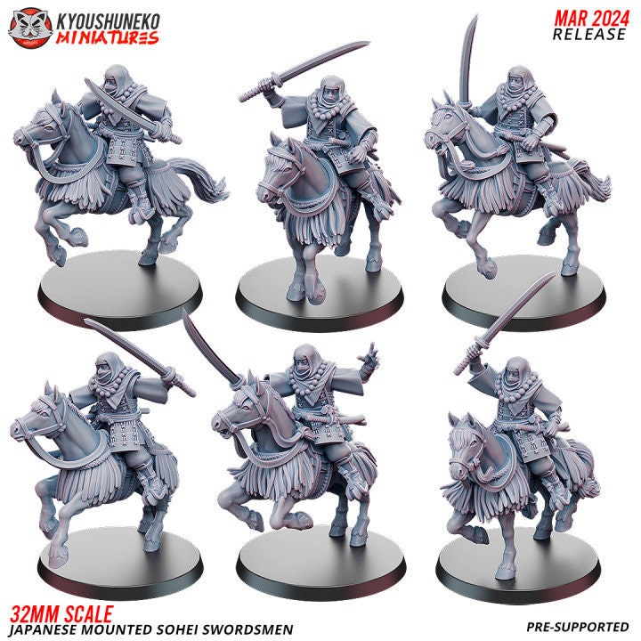 Japanese Mounted Sohei Swordsmen - Kyoushuneko Miniatures