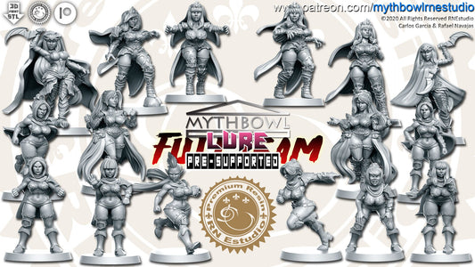 Lure Team Dark Elf 16 miniatures Fantasy Football - Rnestudio 32mm