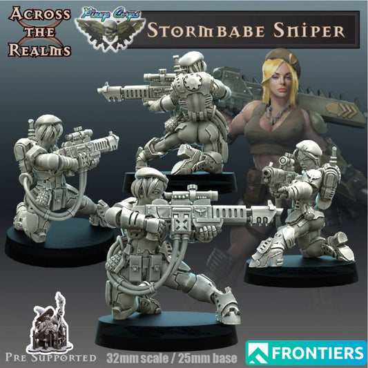 Stormbabes sniper Pinup body - Across the Realms 32mm