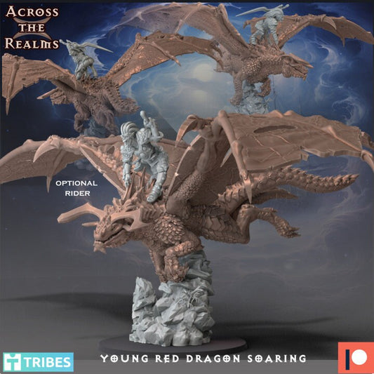 Young Red Dragon Soaring - Across the Realms 28mm