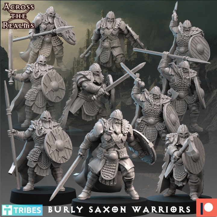 Burly Saxon Warriors - Across the Realms 32mm