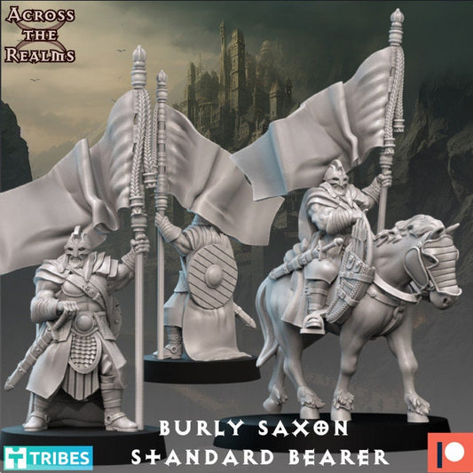 Burly Saxon Standard Bearer - Across the Realms 32mm