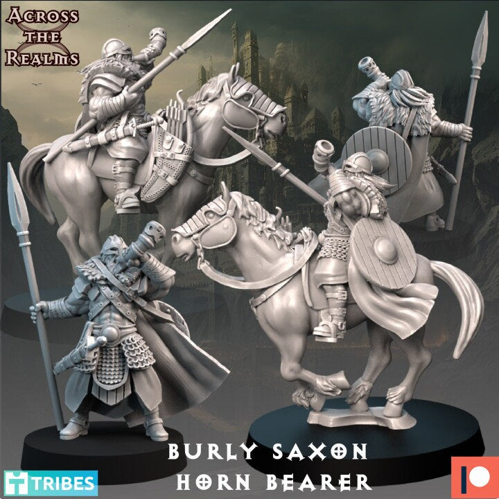 Burly Saxon Warrior Horn Bearer - Across the Realms 32mm