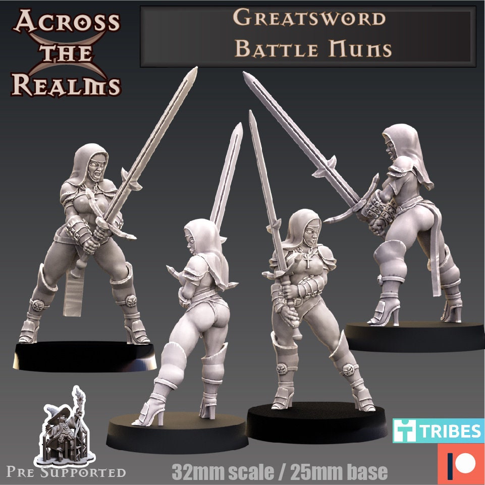 Greatsword Battle Nuns - Across the Realms 32mm