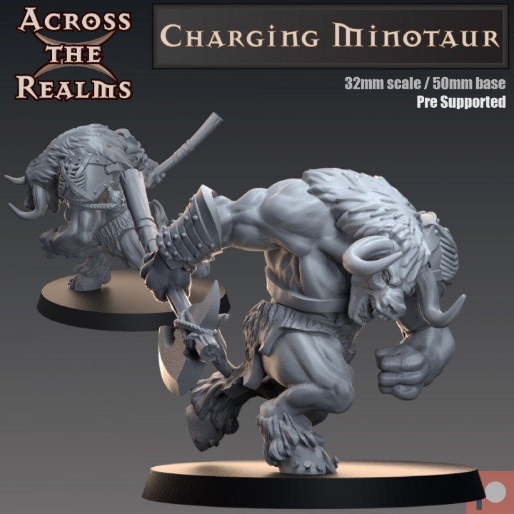 Charging Minotaur - Across the Realms 32mm