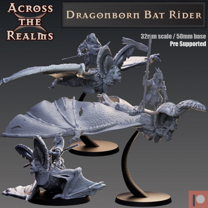 Dragonborn Bat Riders - Across the Realms 32mm