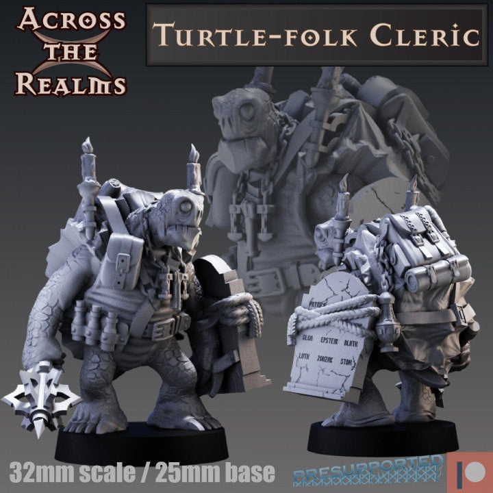 Turtle-Folk Cleric - Across the Realms 32mm