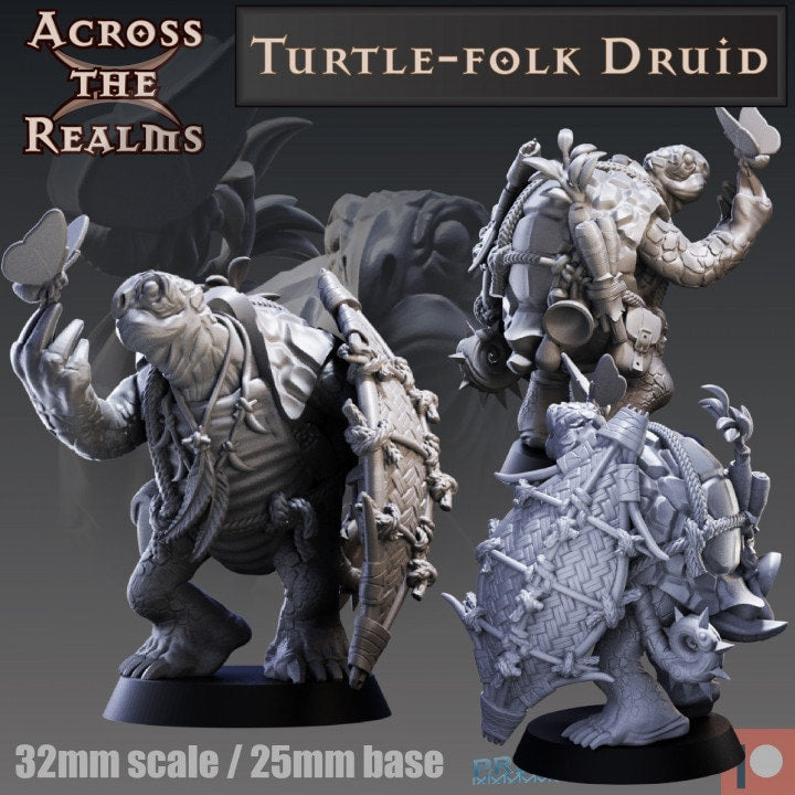 Turtle-Folk Druid - Across the Realms 32mm