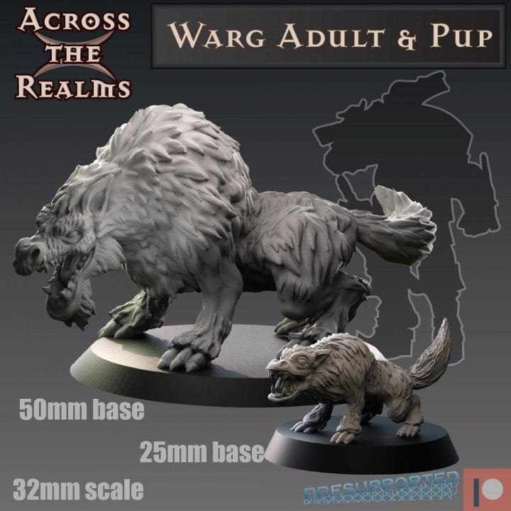 Warg adult & pup - Across the Realms 32mm