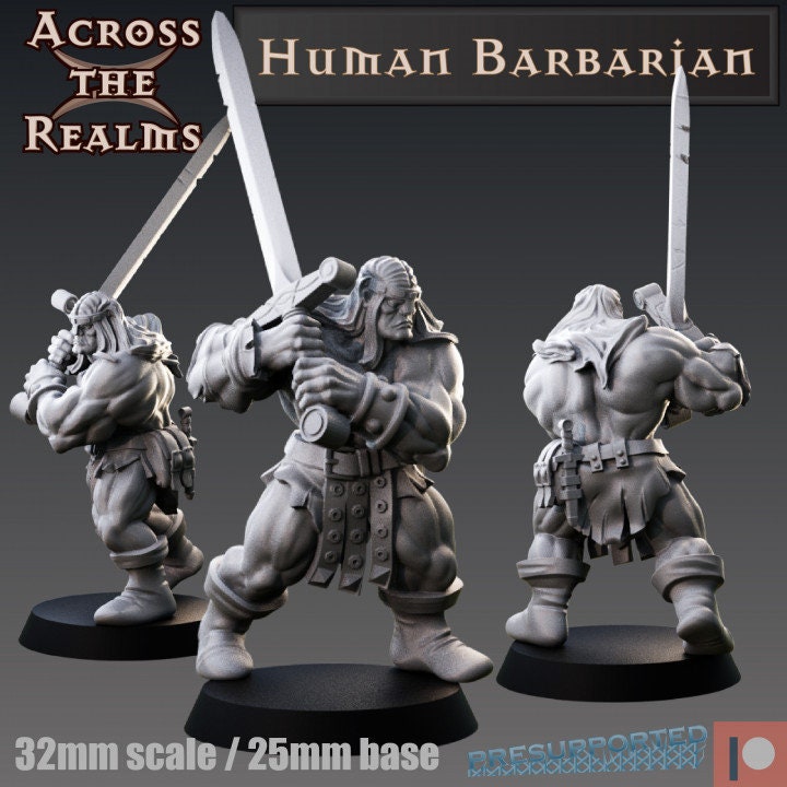 Human Barbarian - Across the Realms 32mm