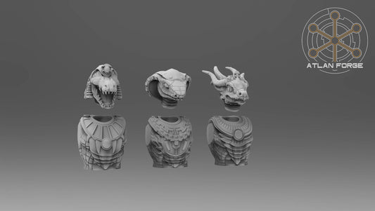 Torsos and heads - Aegyptus Reptilian Sorcerers - Bits - Atlan Forge