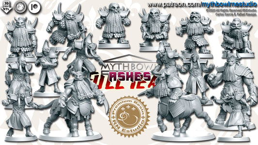 Ashes Team 16 Fantasy Football miniatures - Rnestudio 32mm