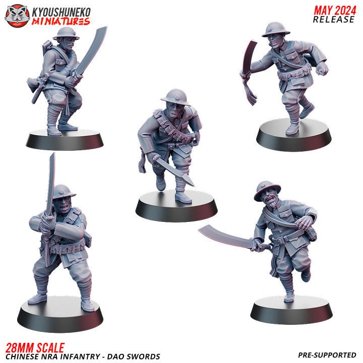 Chinese NRA Infantry - DAO swords - Chinese Army ww2 - Kyoushuneko Miniatures