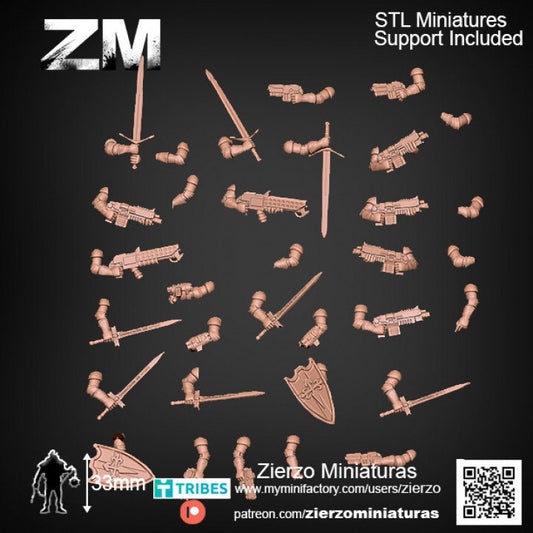 Arms and weapons - Space Knights Bits - 33mm- Zierzo Miniaturas