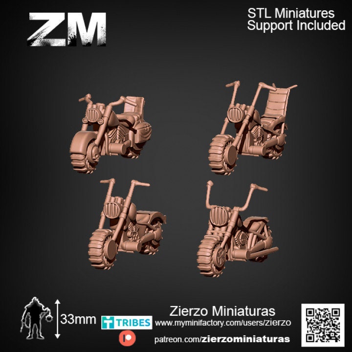 Bikes - Space Viking Bikes Bits - 33mm- Zierzo Miniaturas