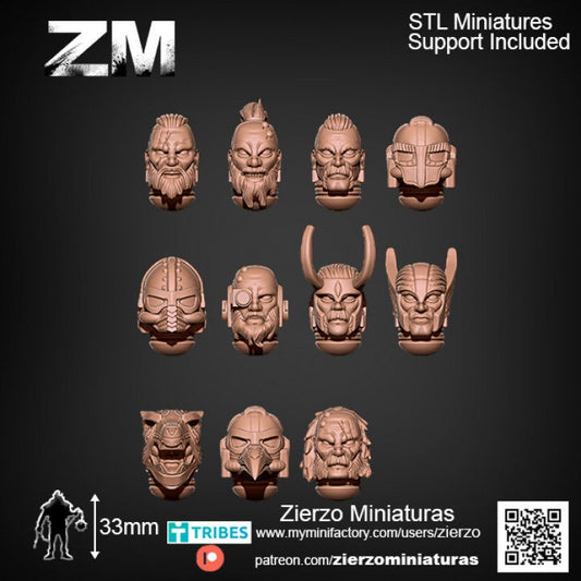 Helmets - Space Viking Bits - 33mm- Zierzo Miniaturas