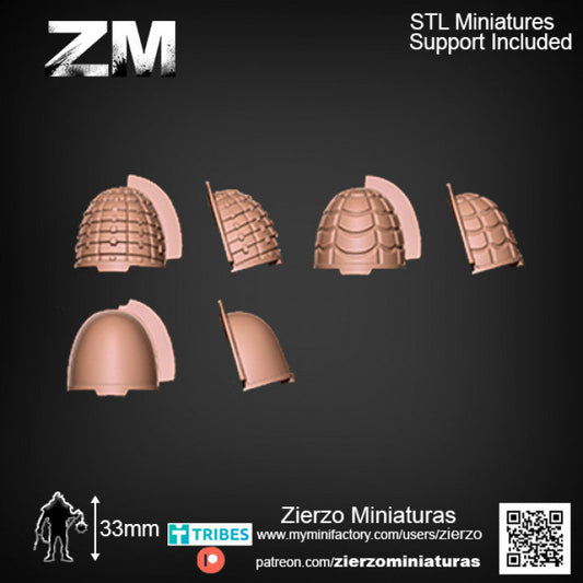 Shoulders - Heavy Samurais Bits - 33mm- Zierzo Miniaturas