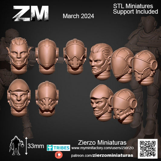 Helmets - Space Elf Ravagers Flyers - 33mm- Zierzo Miniaturas