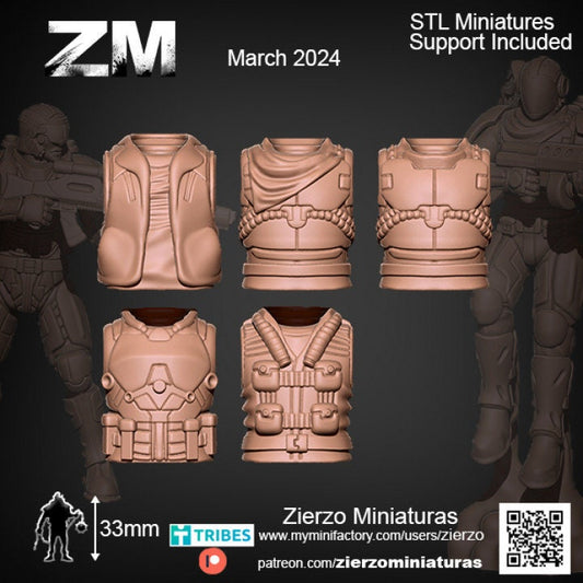 Torsos - Space Elf Ravagers Flyers - 33mm- Zierzo Miniaturas