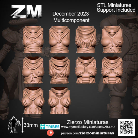 Torsos - Space CowGirls Squad - 33mm- Zierzo Miniaturas