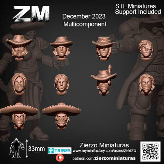 Helmets - Space CowGirls Squad - 33mm- Zierzo Miniaturas