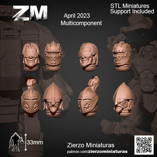 Helmets - Space Knights Motorbikes - Bits - 33mm- Zierzo Miniaturas