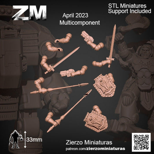 Arms and shoulders - Space Knights Motorbikes - Bits - 33mm- Zierzo Miniaturas