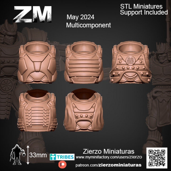 Torsos - Space Heavy Samurais - Bits - 33mm- Zierzo Miniaturas