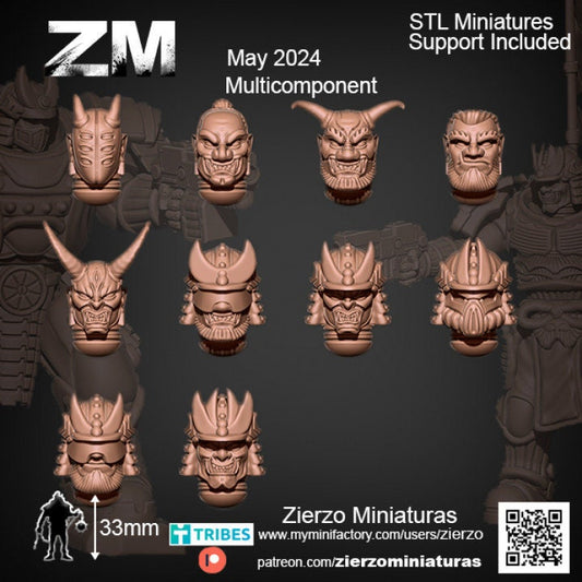 Helmets - Space Oni Squad - Bits - 33mm- Zierzo Miniaturas