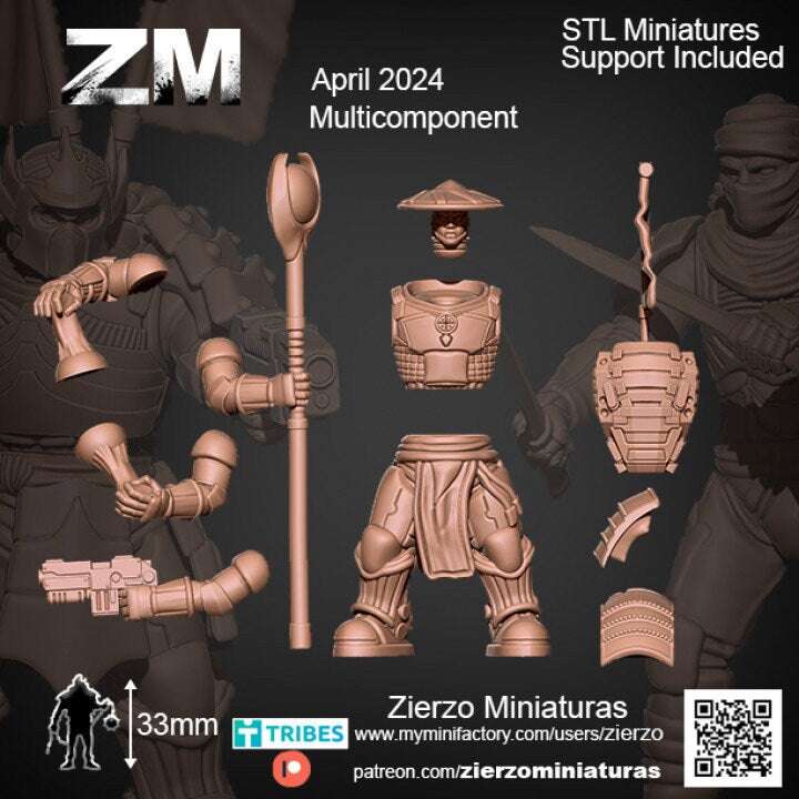 Space Cyber Samurai Shugenja - Bits - 33mm- Zierzo Miniaturas