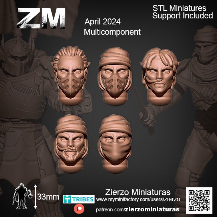 Helmets - Space Nomads Elves - Bits - 33mm- Zierzo Miniaturas