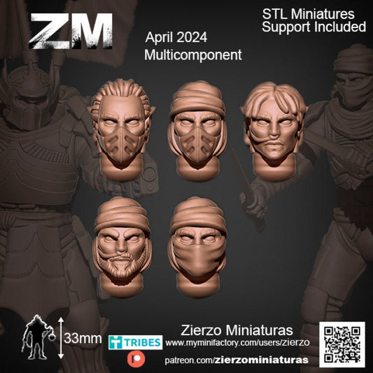 Helmets - Space Nomads Elves - Bits - 33mm- Zierzo Miniaturas