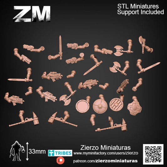 Arms and weapons - Space Viking Bits - 33mm- Zierzo Miniaturas