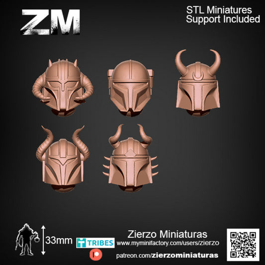 Helmets - Rogue Assault Destroyers Bits - Bits - 33mm- Zierzo Miniaturas