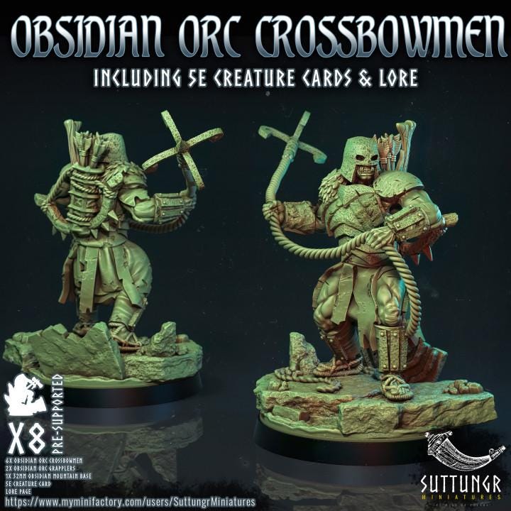 The Obsidian Orc Warband - Crossbowmen - v2 - Suttungr Miniatures - 32mm